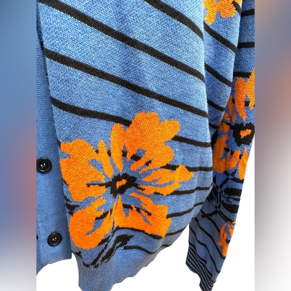 JOSEPH A Cardigan Floral Striped Button front Sweater Size Medium NWT - Picture 8 of 16